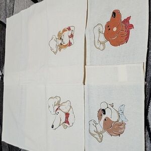 VINTAGE LTD. DOG CHEF COTTON BEIGE 4 PIECE TOWEL SET 13.5"X23"